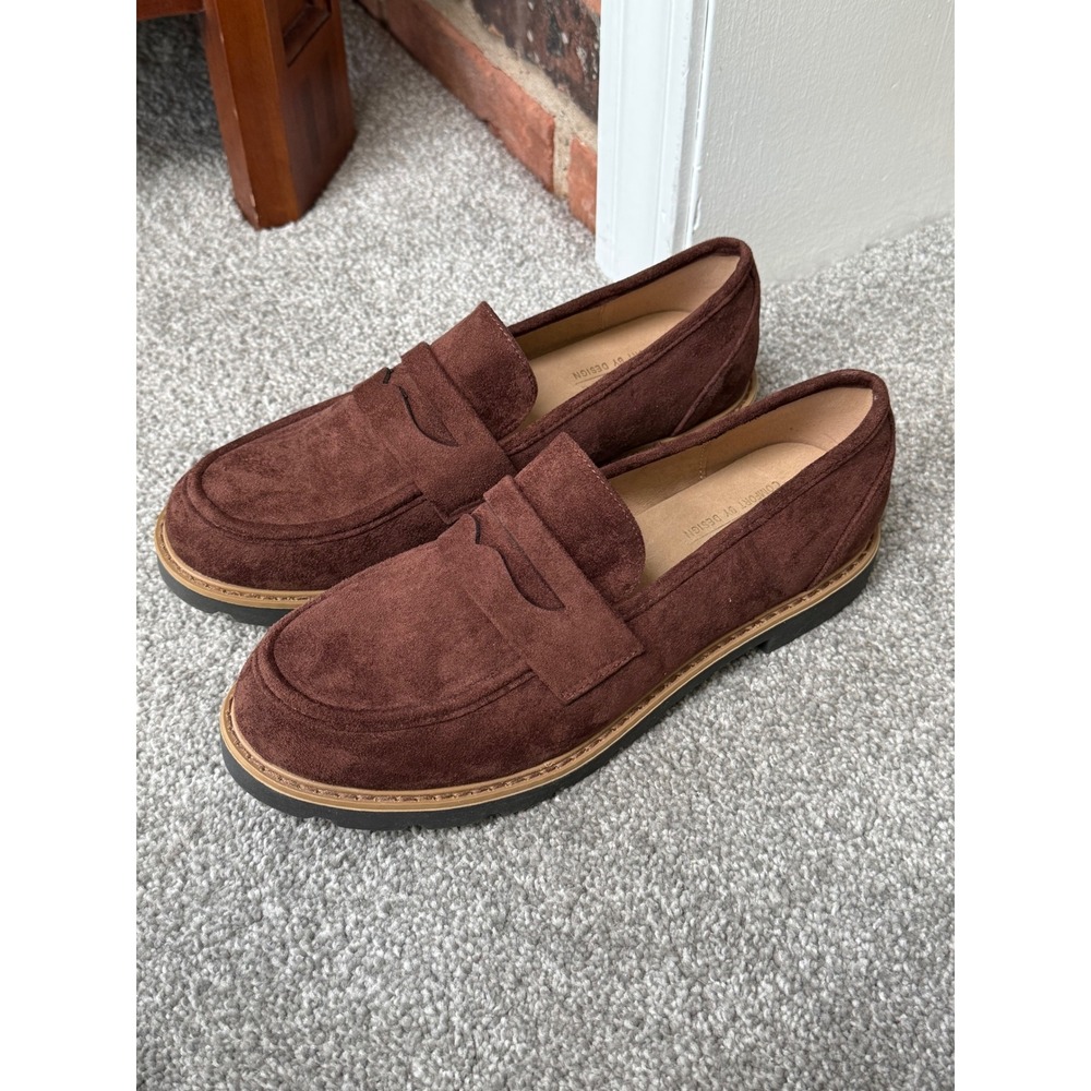 Taryn by Taryn Rose Brown Suede Penny Loafers Women Size 9 Comfort Shoes